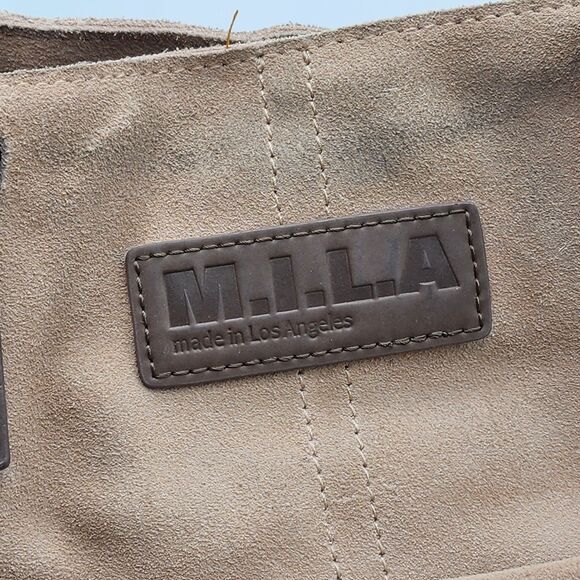 M.I.L.A. Suede Sand Tan Large Pocket Tassel Tote Bag - Picture 7 of 13